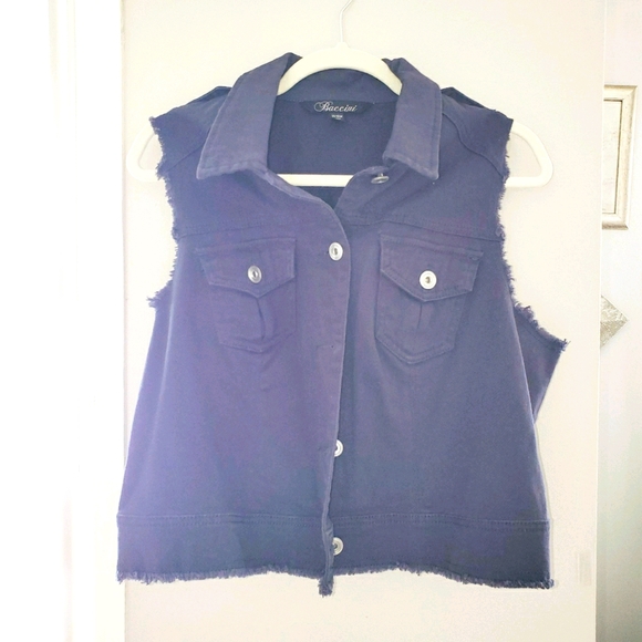 Baccini Frayed Sleeveless Vest with Silver Buttons 0035 - Picture 5 of 10
